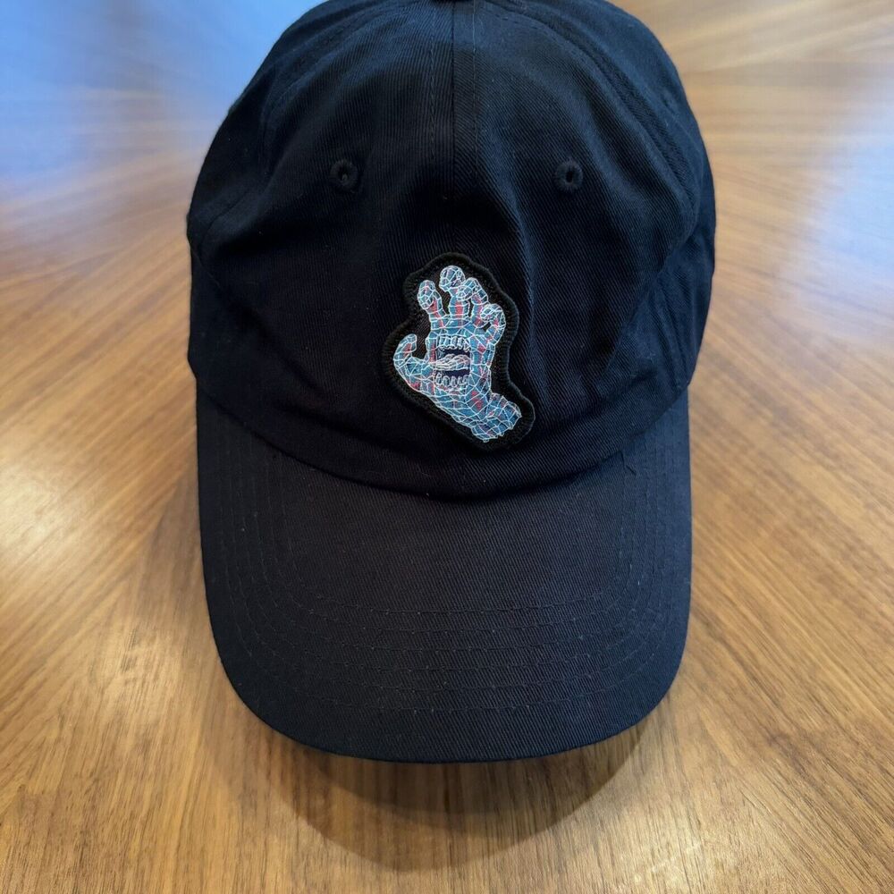 Santa Cruz Hat Embroidered Screaming Hand Logo Skateboarding Black Strapback Cap